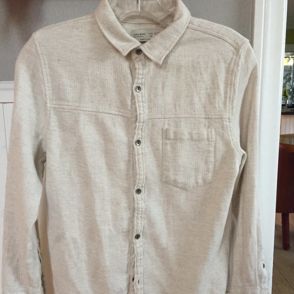 Boy 11-12 Zara cream button long sleeve shirt